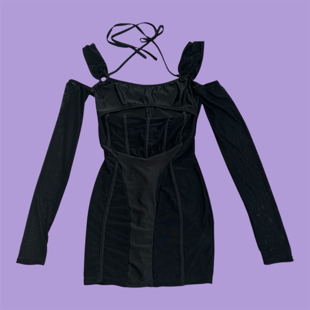 Black Cold Shoulder Bodycon Mini Dress